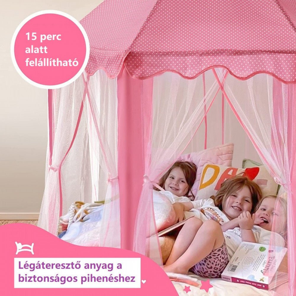 BDream Gyerek sátor, játszósátor beltérre és kültérre egyaránt, hercegnő rózsaszín ‎140 x 135 cm - BShopy