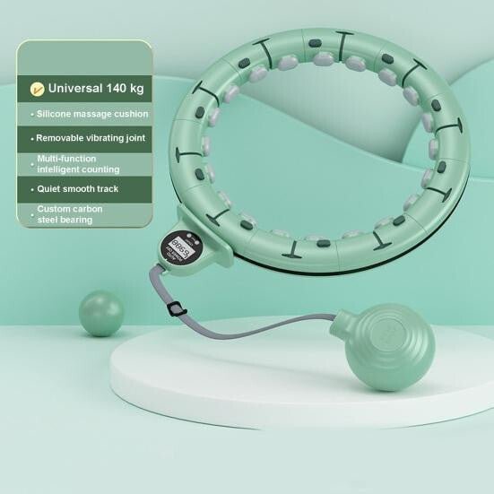 Blux Alakformáló Fitness Hulahopp Karika – Gravitációs, Súlyozott, Állítható Méretű, Zöld, max. 110 cm - BShopy