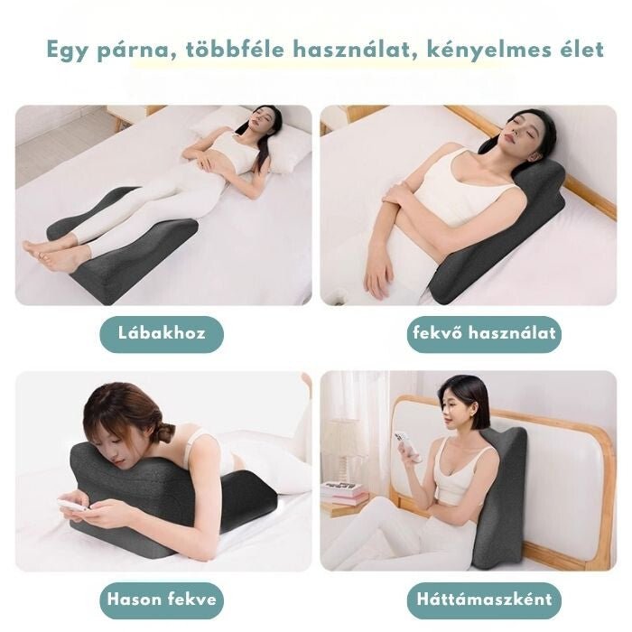 Blux multifunktionales Stützkissen aus Memory-Schaum – Rückenstütze, zum Entspannen und für die Bauchlage (65×46×26 cm, Dunkelgrau) - BShopy
