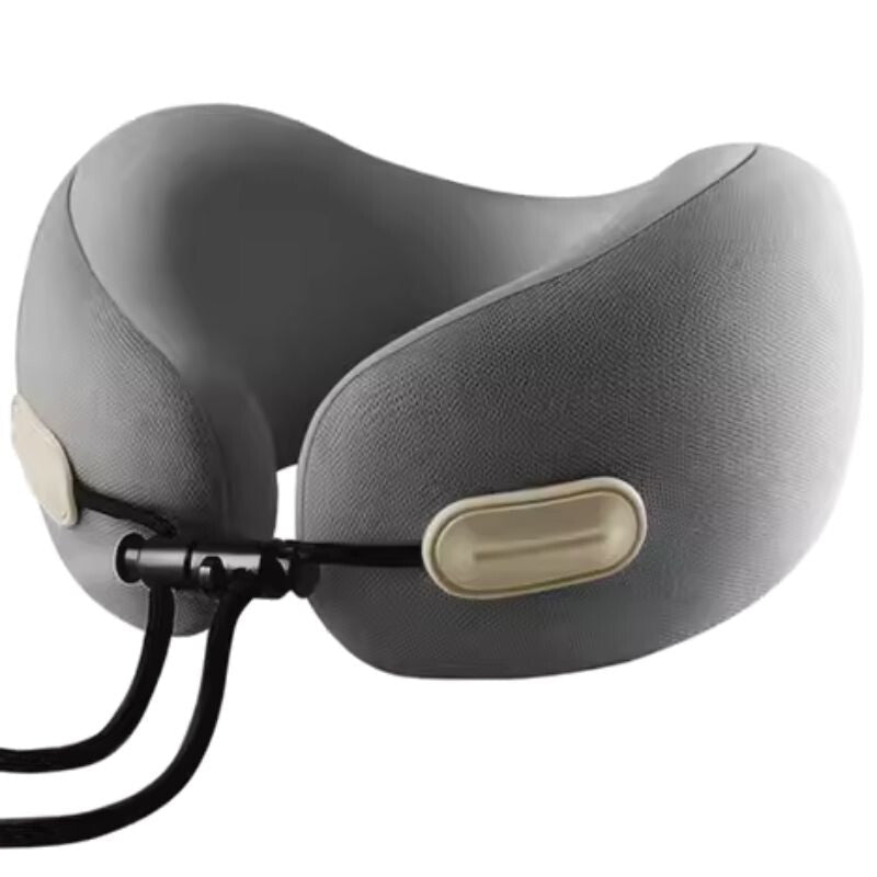 Blux Reise-Nackenkissen aus Memory Foam mit Tragetasche – 22×22×12 cm (±1 cm) – Grau-BShopy