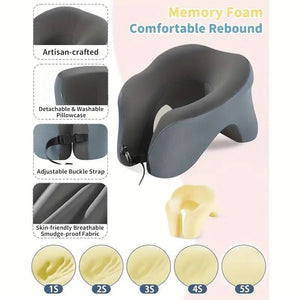 Blux Premium Reise-Nackenkissen in U-Form – bequem schlafen unterwegs - Schwarz - Blau - BShopy