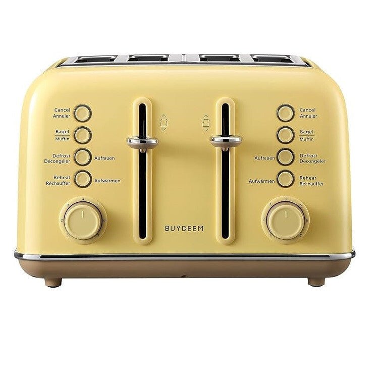 Buydeem DT640E Kenyérpirító – 4 szeletes, Citromsárga Retro Design - BShopy