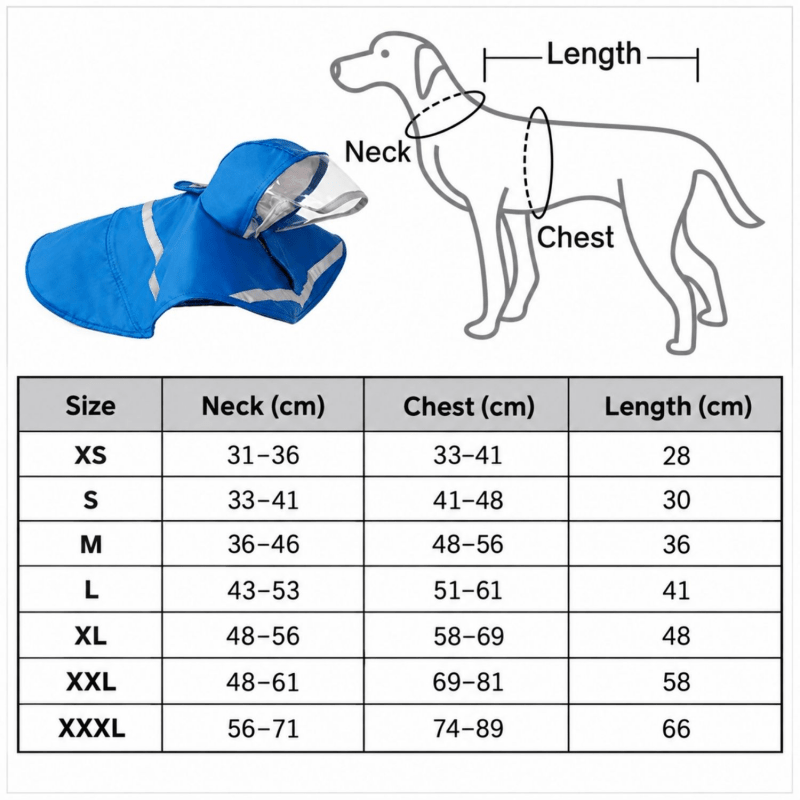 Doglemi Regenmantel in XL für große Hunde - Blau - BShopy