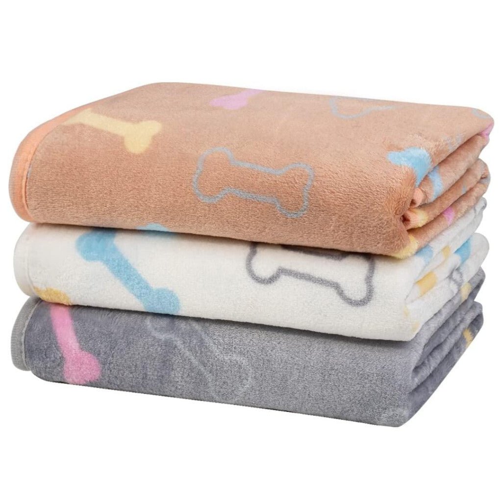 Dono Puha Pléd, Takaró Kutyáknak És Kisállatoknak 3db (Fehér,Szürke,Barna) L 105x72cm - BShopy