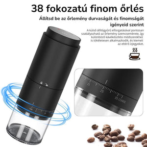 Elektromos Kávédaráló Akkumulátoros – 38 Állítható Őrlési Fokozat, LED Kijelző - BShopy
