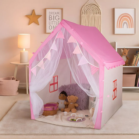 Függönyös Hercegnős Házikó Játszósátor Gyerekeknek – Tágas Beltéri Játszóház - BShopyX001N7LD3F_0