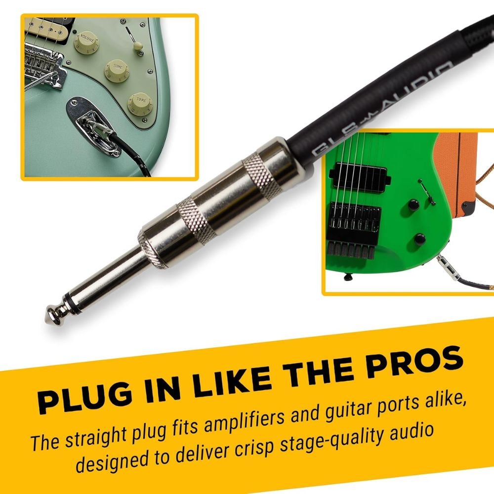 GLS Audio Szövetes Gitárkábel – 6.3mm Jack - Jack Hangszerkábel - BShopy