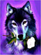 Mit Wolfsmotiv, Lila