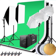 Hakutatz Professionelles Fotostudio-Set – Studio-Beleuchtung und Hintergrundsystem – Softbox mit Lampenstativen – Schutztasche