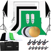Hakutatz Professionelles Fotostudio-Set – Mit Studio-Beleuchtung, Hintergrundsystem, Softbox, Stativ und Tragetasche