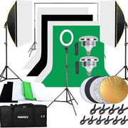 Hakutatz Professionelles Fotostudio-Set mit Ringlicht, Softbox und Hintergrund