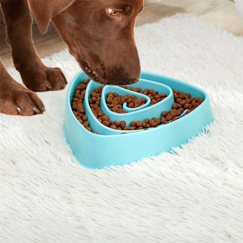Háromszög Alakú Lassú Etető Tál Háziállatoknak, Habzsolásgátló (Kék) - BShopy