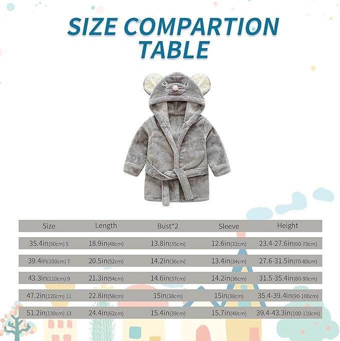 IEUUMLER Gyerek Köntös - Kisegér Mintás, Kapucnis (120 - as Méret) - BShopychildren’s sleepwearcomfortable loungewearfox pattern pajamasX000SFRHM9_5