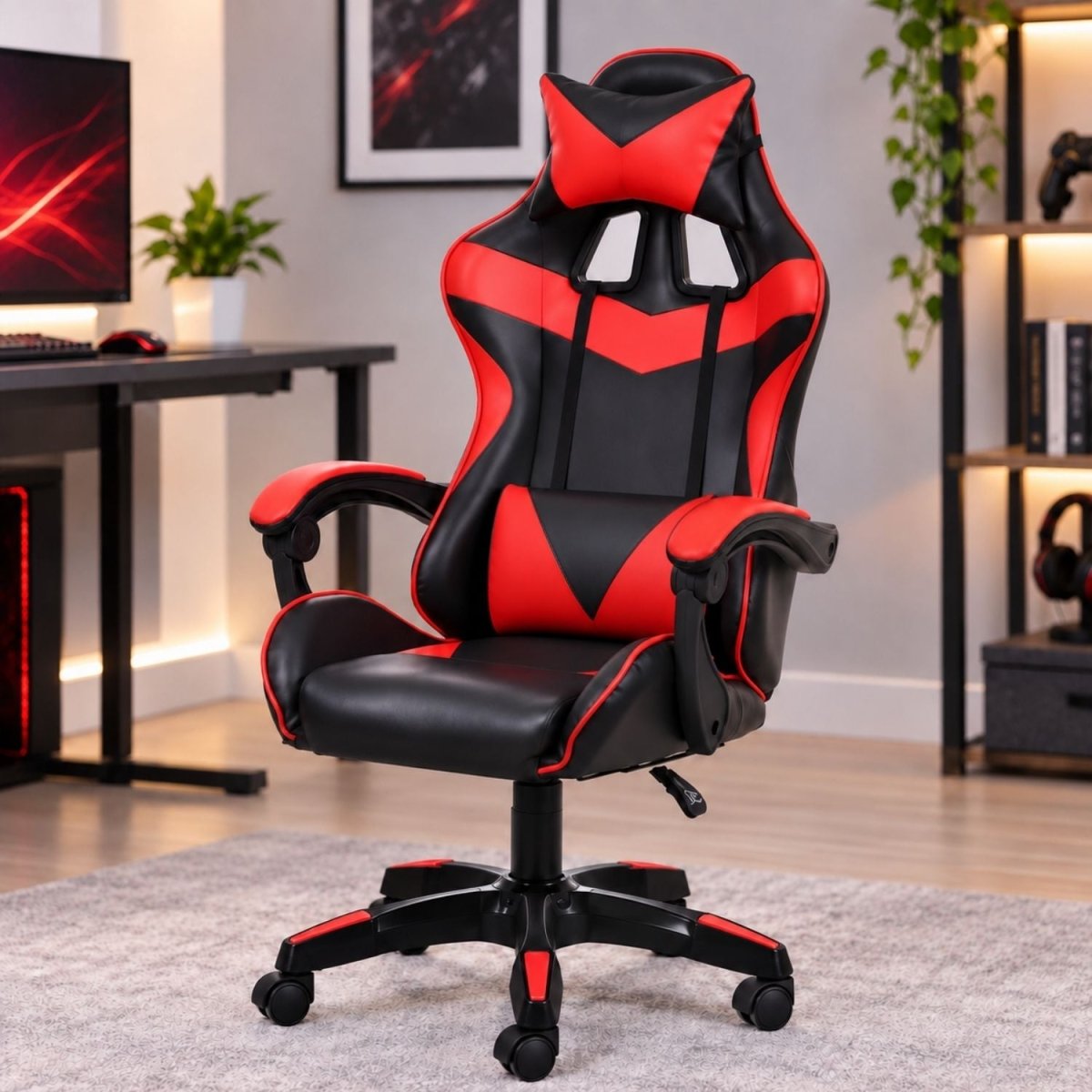 Insma Fekete-Piros Ergonomikus Gamer Szék-BShopy