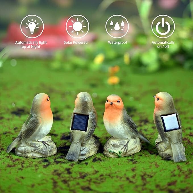 JeeYee Napelemes Kültéri Madár LED Díszlámpa - 4 db - os Kerti Dekorációs Szett - BShopyX001QWOR85_3