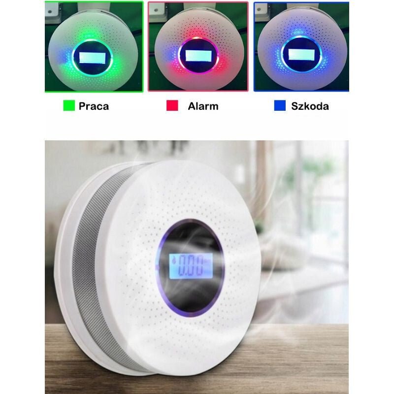 JKD 512COM LCD Kijelzős Szén - Monoxid és Füstérzékelő, Hang És Fényriasztással - 1db - BShopy