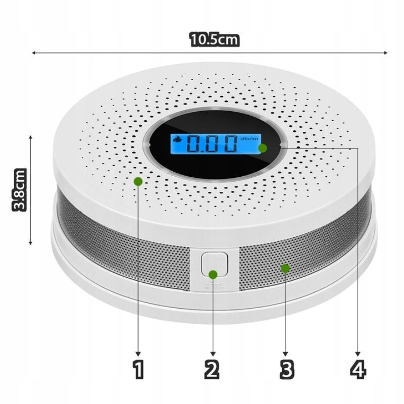 JKD 512COM Szén - Monoxid és Füstérzékelő LCD Kijelzővel, 85 dB Hangriasztással - 2 db - BShopy