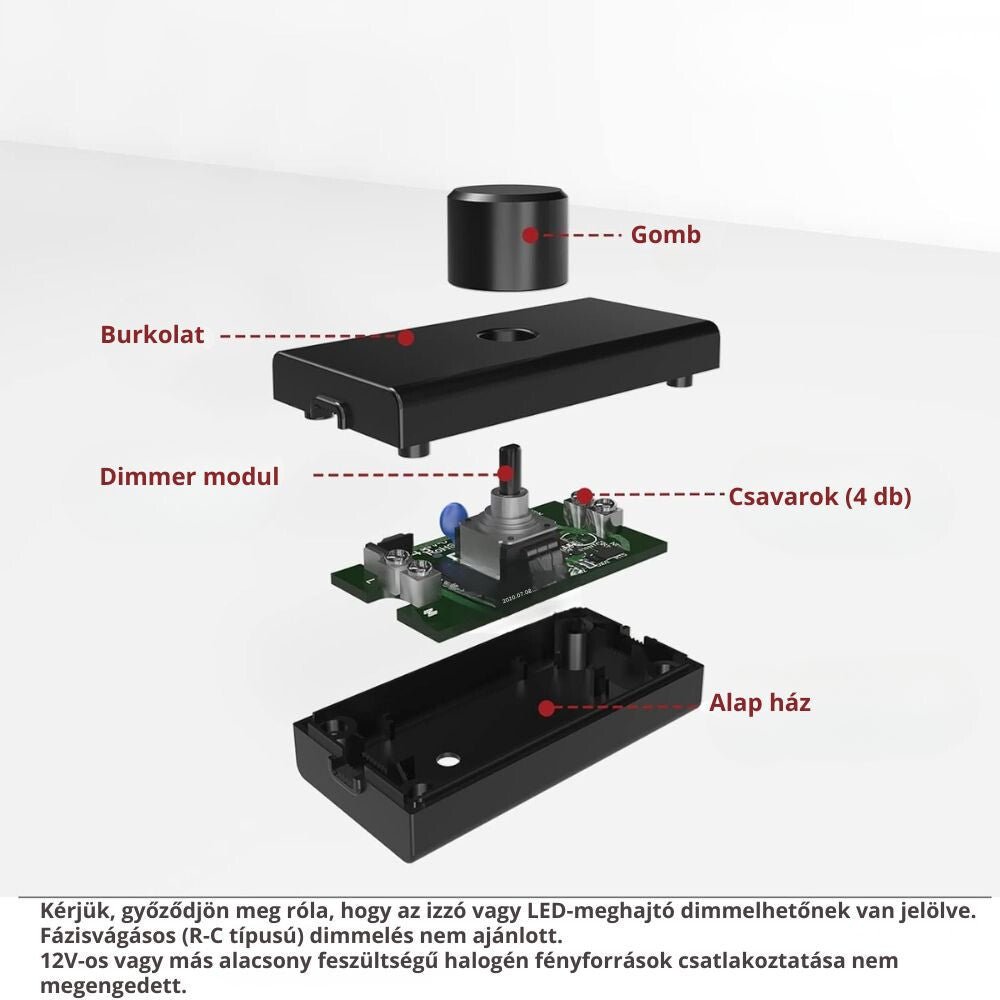 Kábelre Szerelhető LED Fényerőszabályzó (1–50W) – Dimmelhető LED és Halogén Lámpákhoz - BShopy