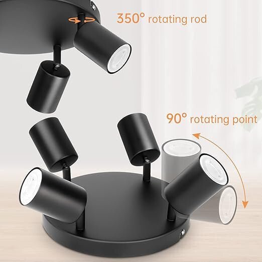 Ketom Forgatható, Állítható 4 Irányú GU10 LED Mennyezeti Sportlámpa (Fekete) - BShopy
