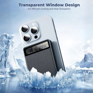 KPON magnetische Powerbank 10000 mAh mit MagSafe-Ladegerät für iPhone und Apple Watch – Karbonschwarz – BShopy