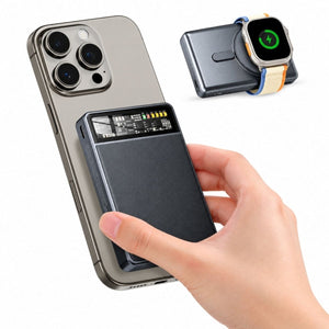 KPON magnetische Powerbank 10000 mAh mit MagSafe-Ladegerät für iPhone und Apple Watch – Karbonschwarz – BShopy