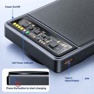 KPON magnetische Powerbank 10000 mAh mit MagSafe-Ladegerät für iPhone und Apple Watch – Karbonschwarz – BShopy