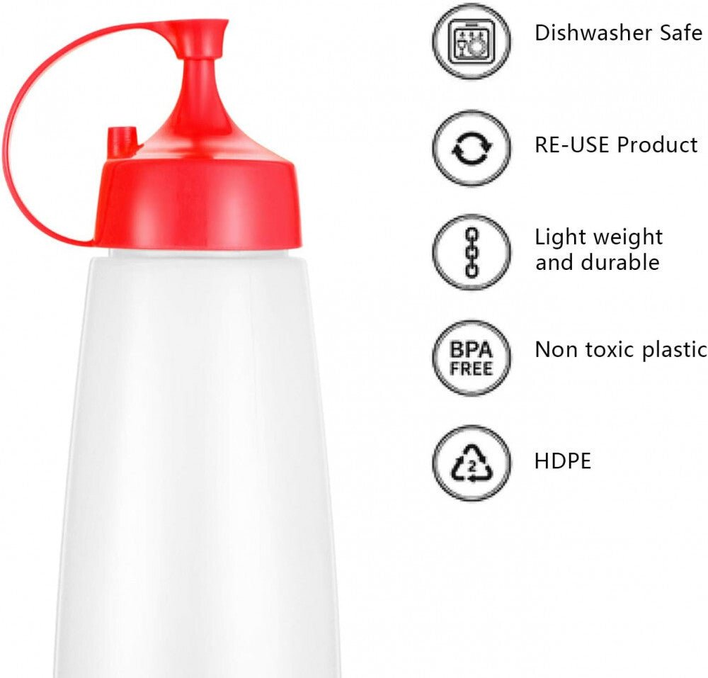 LikeSun 3 Darabos Műanyag Szószos Üveg Szett – 550 ml Adagolóflakon Öntetekhez és Szószokhoz - BShopy