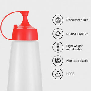 LikeSun 3 Darabos Műanyag Szószos Üveg Szett – 550 ml Adagolóflakon Öntetekhez és Szószokhoz-BShopy