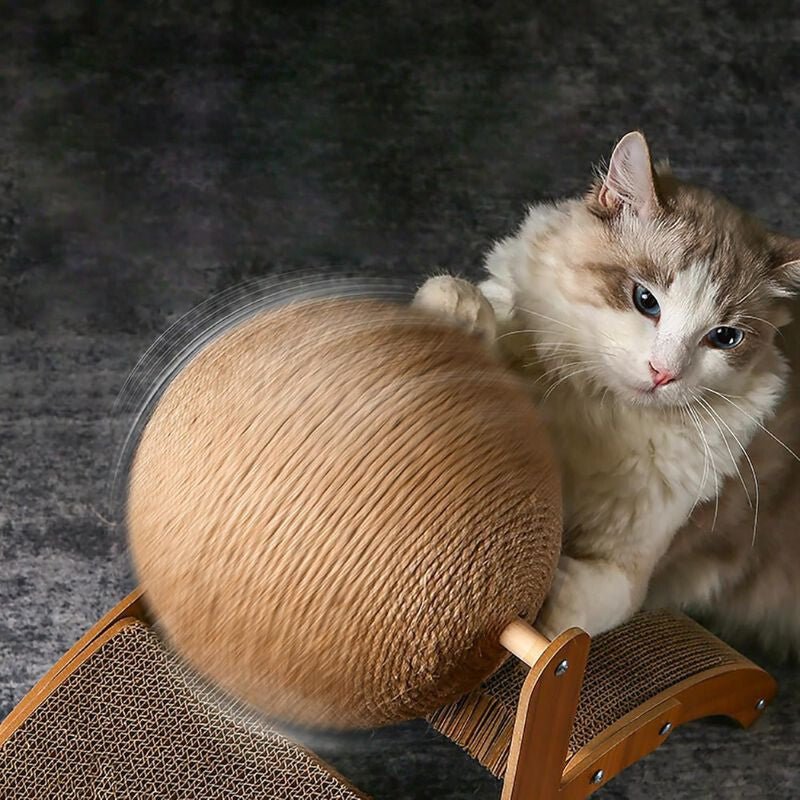 Macskakaparó Oszlop Rögzített Játéklabdával – Strapabíró Kaparófelület Kis - és Közepes Testű Macskáknak - BShopy921312754166_3