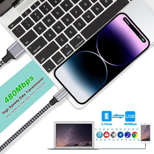MFi - Tanúsítvánnyal Rendelkező iPhone 1m - es Nylon Fonott Györstöltő USB Kábel 3db - BShopy
