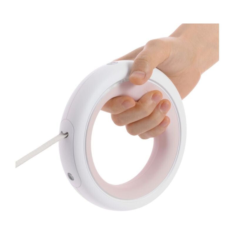 Moestar 2 Plus Visszahúzható Kutyapóráz - 3 m, LED Lámpával, Rózsaszín - Fehér, Ergonomikus Markolat - BShopy