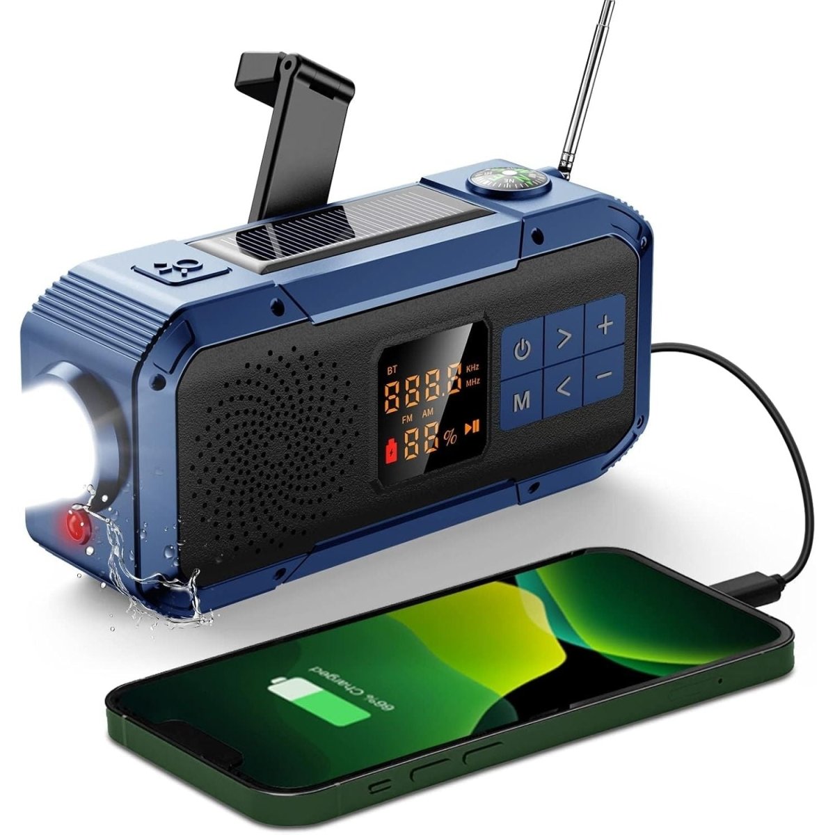 Multifunkciós Hordozható Rádió - Bluetooth, Powerbank, Napelemes, Vészlámpa-BShopy