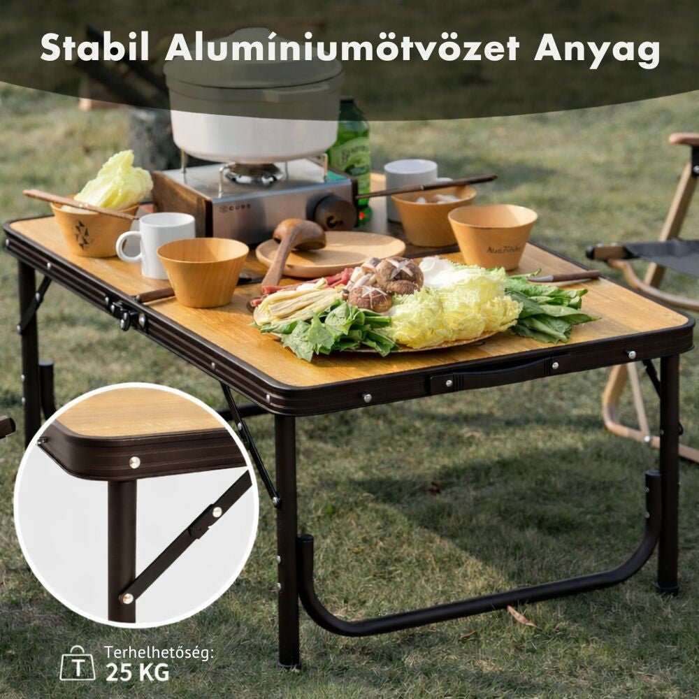 Naturehike Összecsukható Kempingasztal – MDF Asztallappal és Hordtáskával, 53 × 40 cm, Világos Natúr Fa Hatású - BShopy