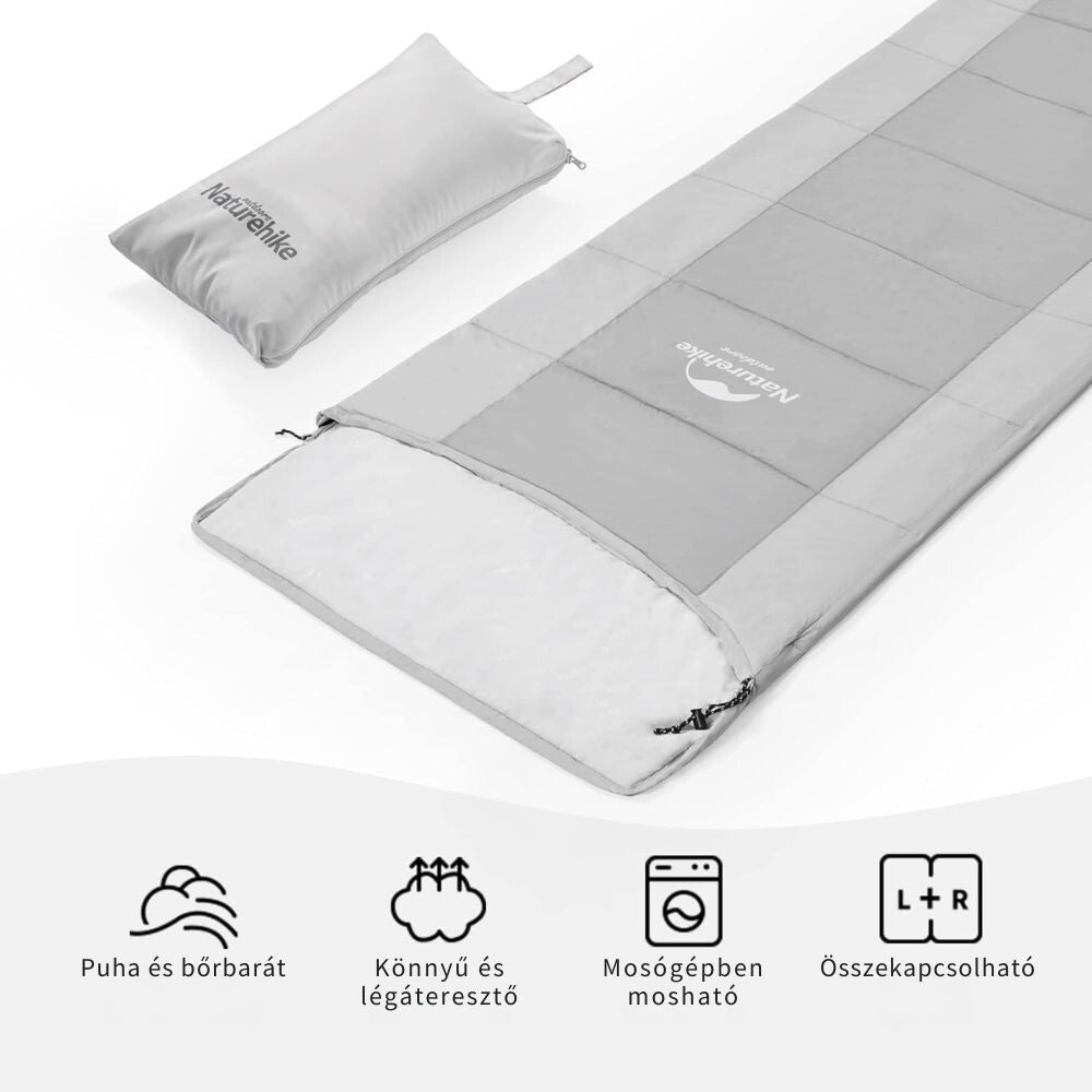 Naturehike Ultrakönnyű Nyári Hálózsák Párnatartó Zsebbel – Összekapcsolható (820 g), Szürke - BShopy