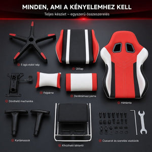 OFCASA Ergonomikus Gamer Szék Narancssárga-Fehér, Lábtartóval-BShopy