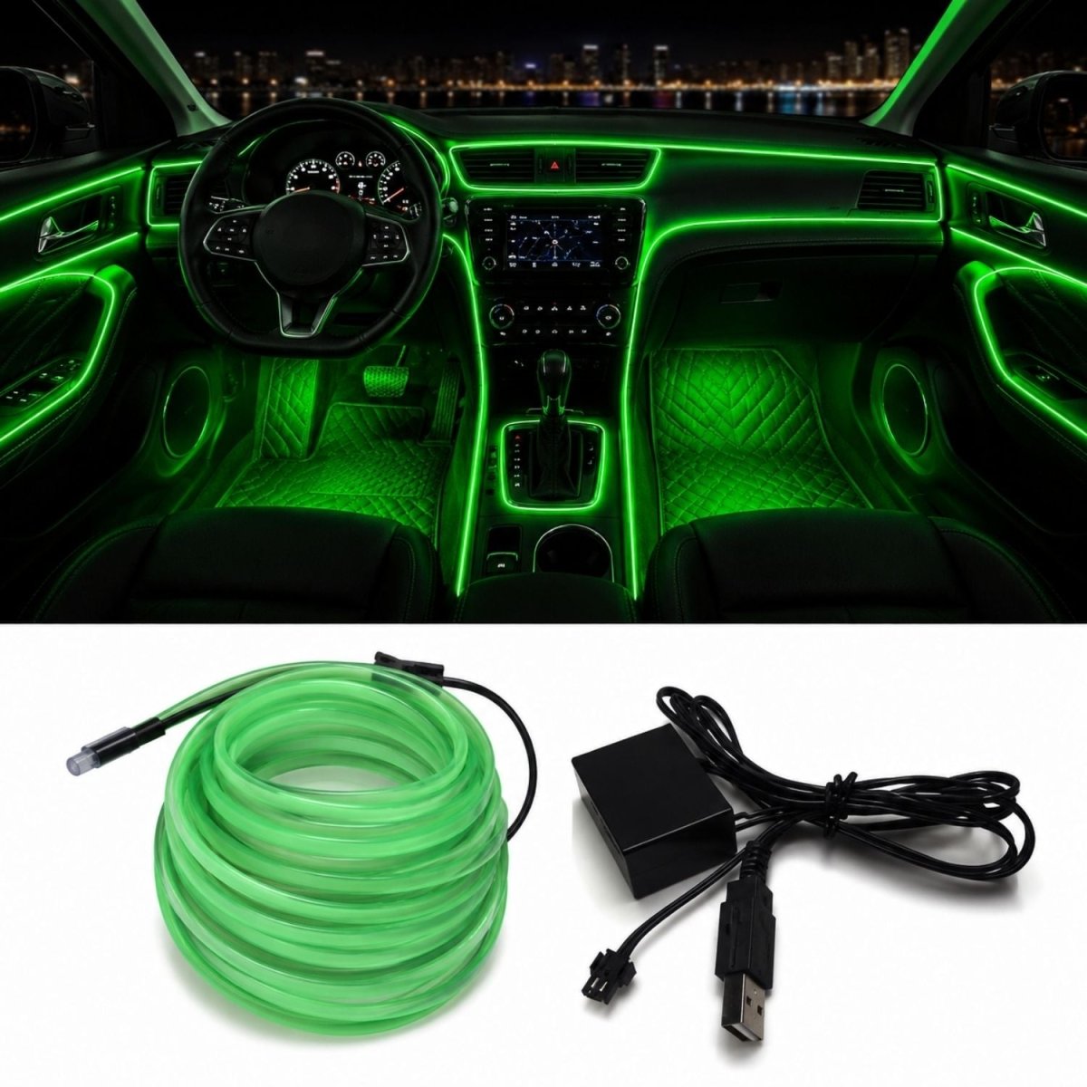 OneLED Autós LED szál, vágható LED fény, USB töltővel-BShopy