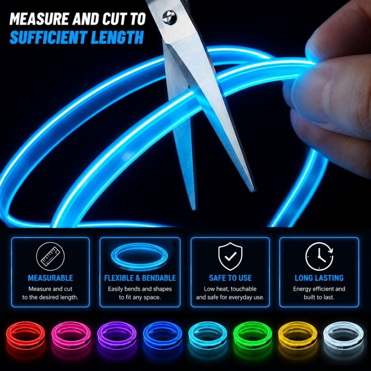 OneLED Autós LED szál, vágható LED fény,Szivargyújtós Töltésű 3 m-BShopy