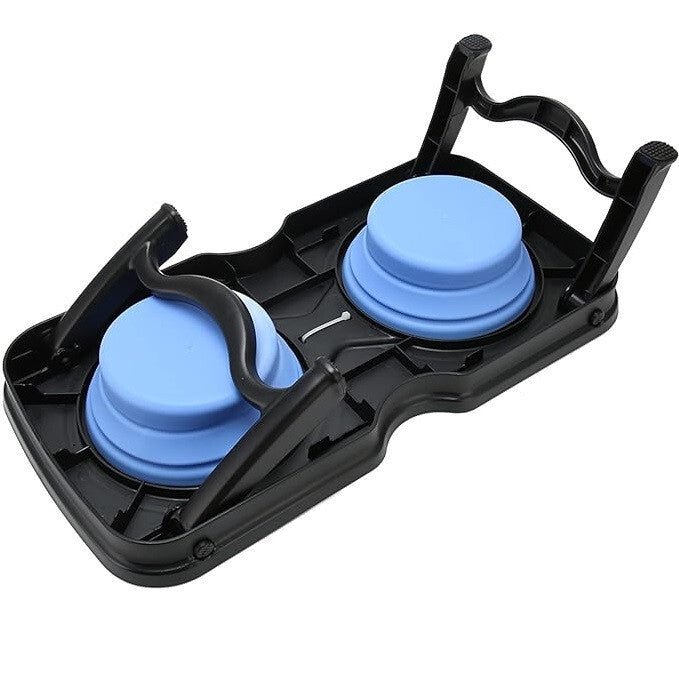 Összecsukható Hordozható Dupla Utazó Kisállat Etető Tál S (Fekete és Kék) - BShopyG5572 - POA9507652_3