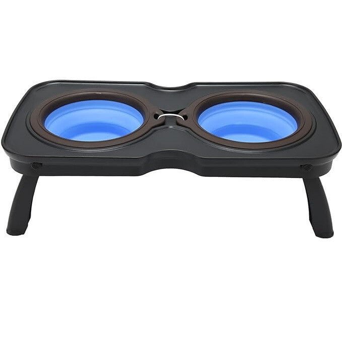 Összecsukható Hordozható Dupla Utazó Kisállat Etető Tál S (Fekete és Kék) - BShopyG5572 - POA9507652_0