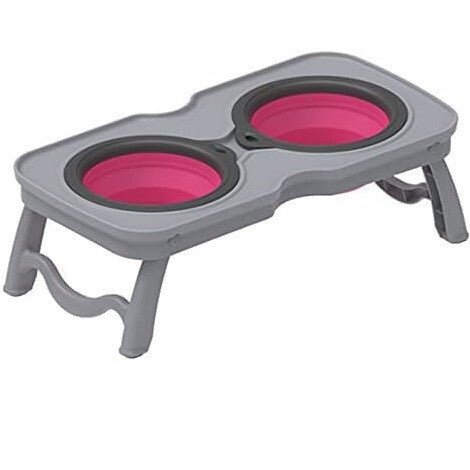 Összecsukható Hordozható Utazó Kisállat Etető Tál (Szürke és Piros) - BShopyG5572 - POA9507660_0