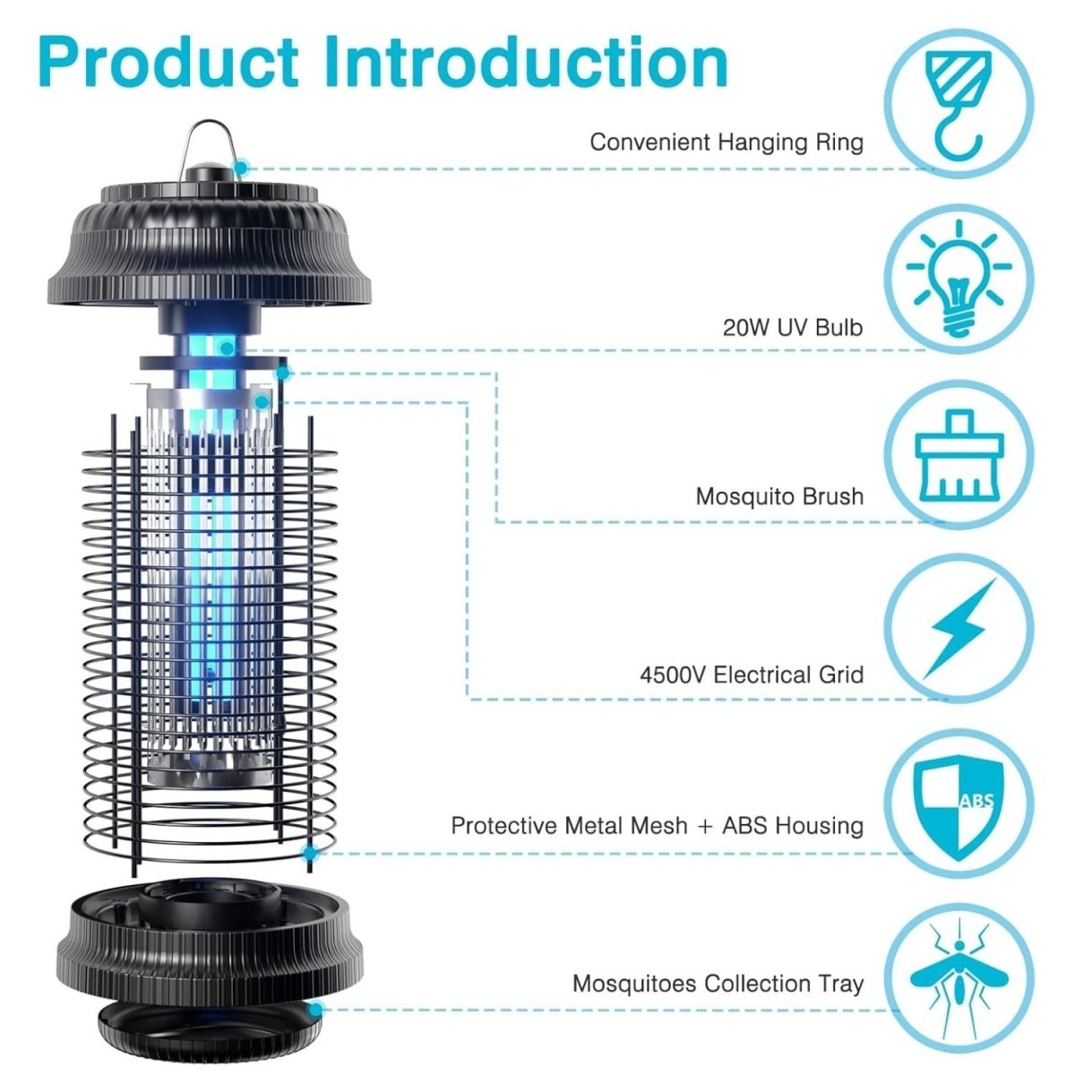 Palone MWS-028 Elektromos UV Rovarcsapda - Szúnyogirtó Lámpa, 20W, 4500V-BShopy