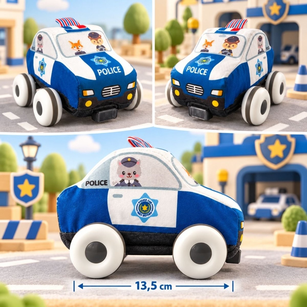 Ferngesteuertes Spielzeugauto aus weichem Material mit Spielteppich (Polizeiauto) - BShopy