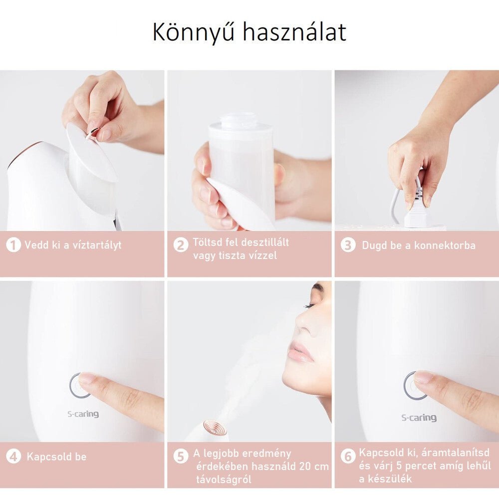S‑caring Ionos Arcgőzölő - Mélytisztító és Hidratáló Készülék (Fehér) - BShopy