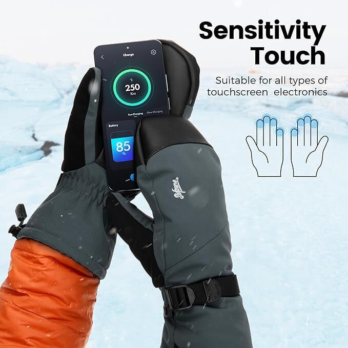 Sefzone Felnőtt Érintőképernyős Téli Vízálló Egyujjas Síkesztyű M - BShopyG5572 - POA9899837_4