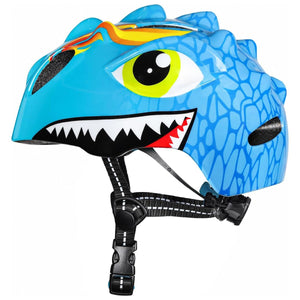 Blauer Kinder-Fahrradhelm mit Dinosaurier