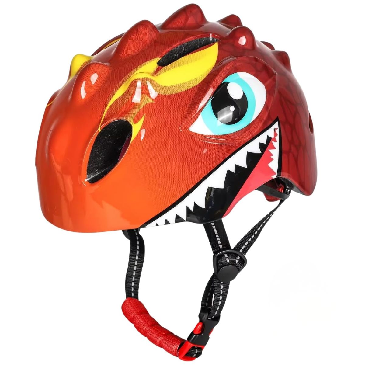 Roter Kinder-Fahrradhelm mit Dinosaurier