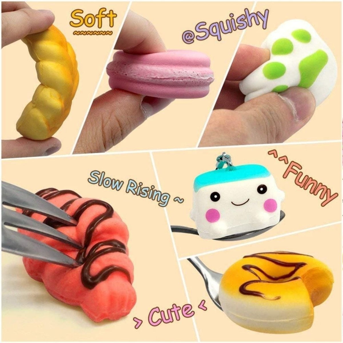 Squishy 30 db - os Stresszoldó Plüssfigura Csomag - Kulcstartóra, Táskára Rögzíthető - BShopy