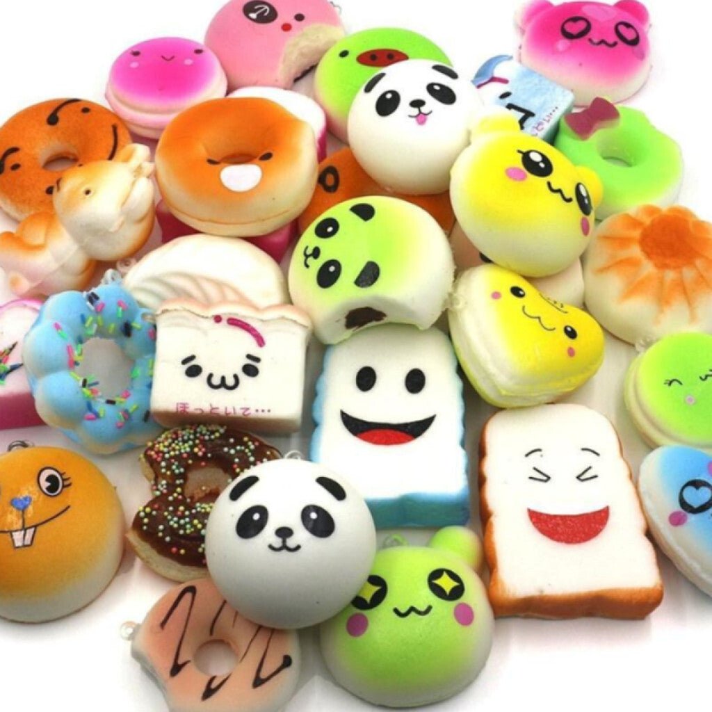 Squishy 30 db - os Stresszoldó Plüssfigura Csomag - Kulcstartóra, Táskára Rögzíthető - BShopy