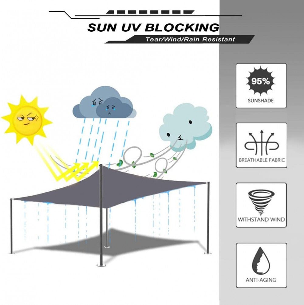 SunnestLife 6x6x6 m Háromszög Alakú Napvitorla - Vízálló, UV‑Álló , Szürke - BShopy