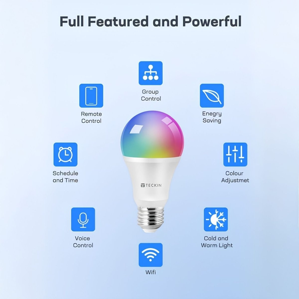 Teckin SB50 RGB Wi-Fi Okos LED Izzó – 7,5 W, 800 lm, Smart Life-BShopy